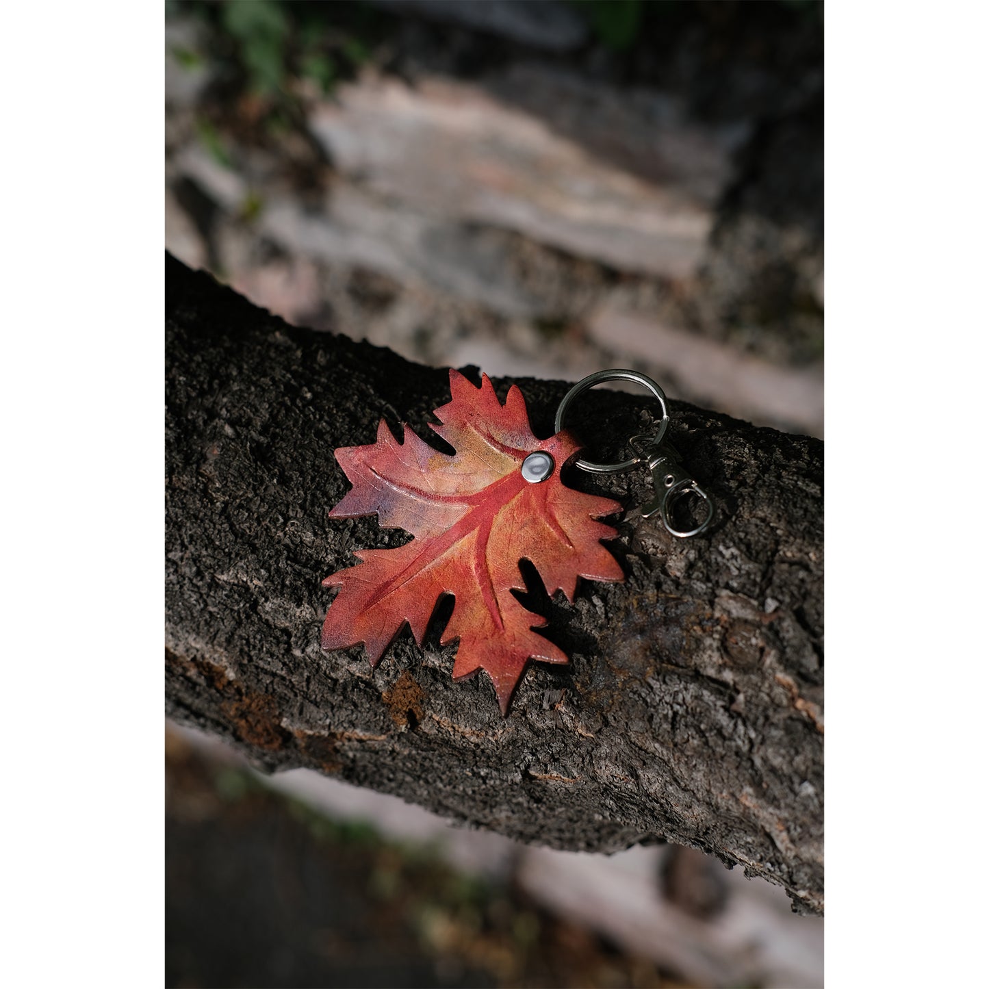 Handmade Leather Keyrings & Bag Charms - Unique Leaf Designs in the UK