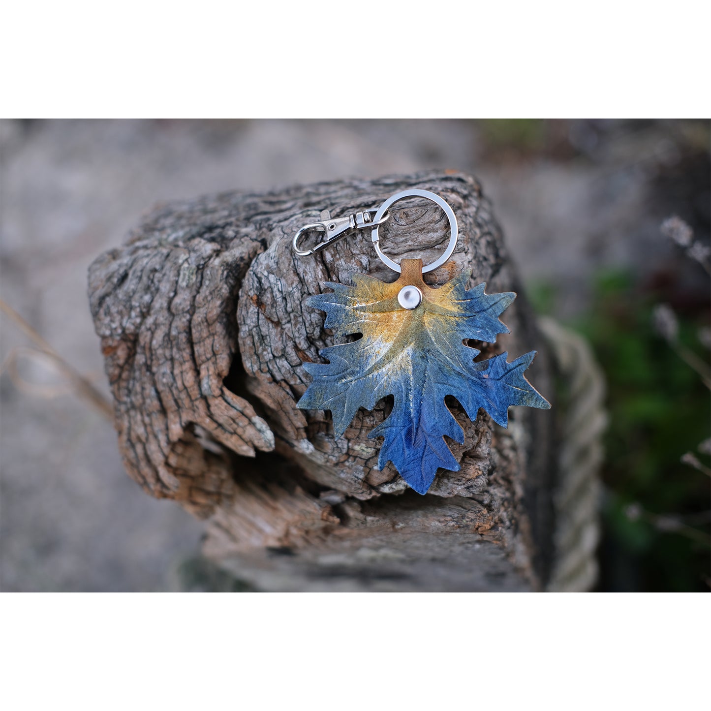 Handmade Leather Keyrings & Bag Charms - Unique Leaf Designs in the UK