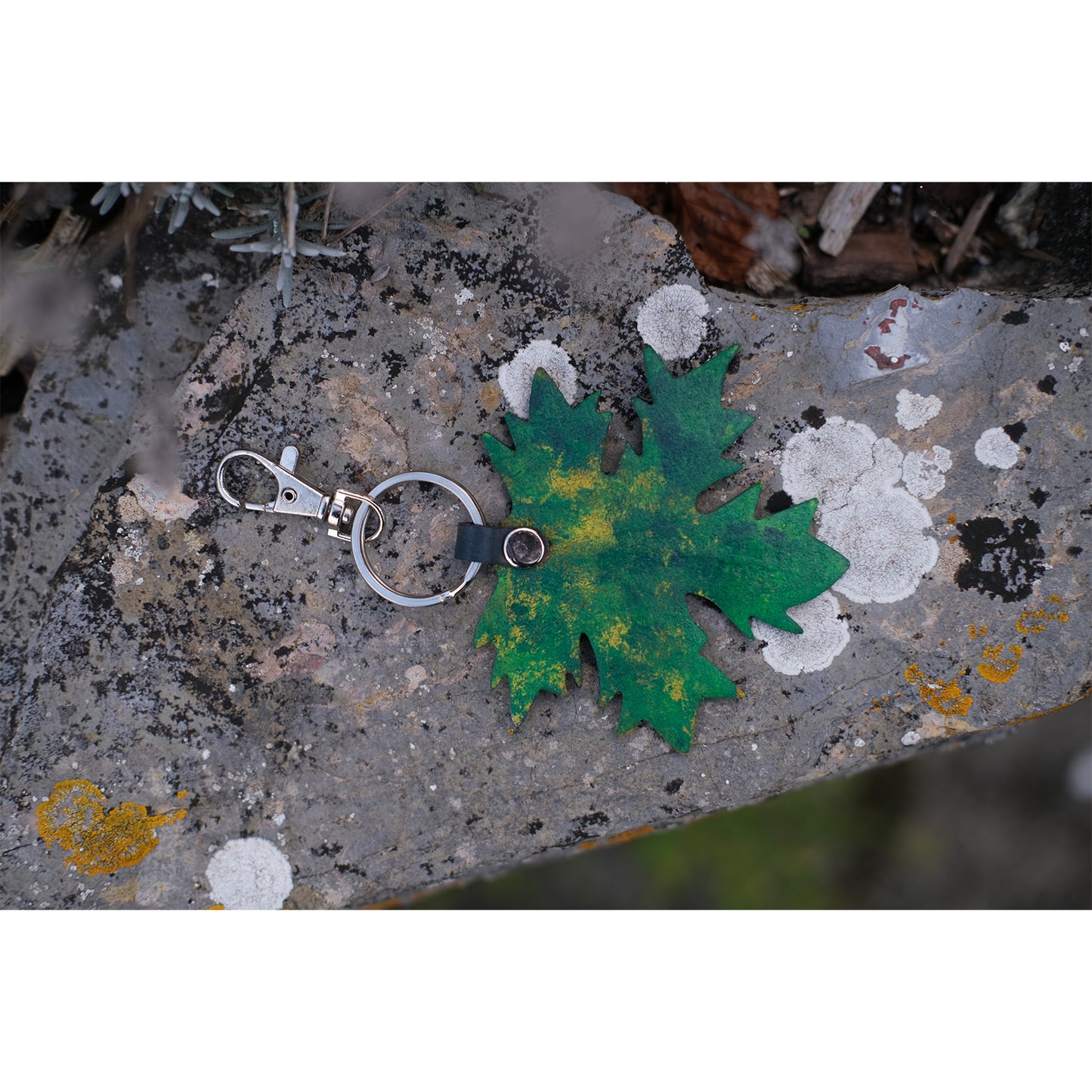 Handmade Leather Keyrings & Bag Charms - Unique Leaf Designs in the UK