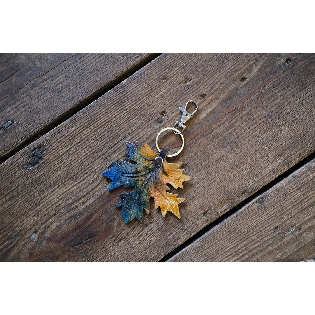 Handmade Leather Keyrings & Bag Charms - Unique Leaf Designs in the UK