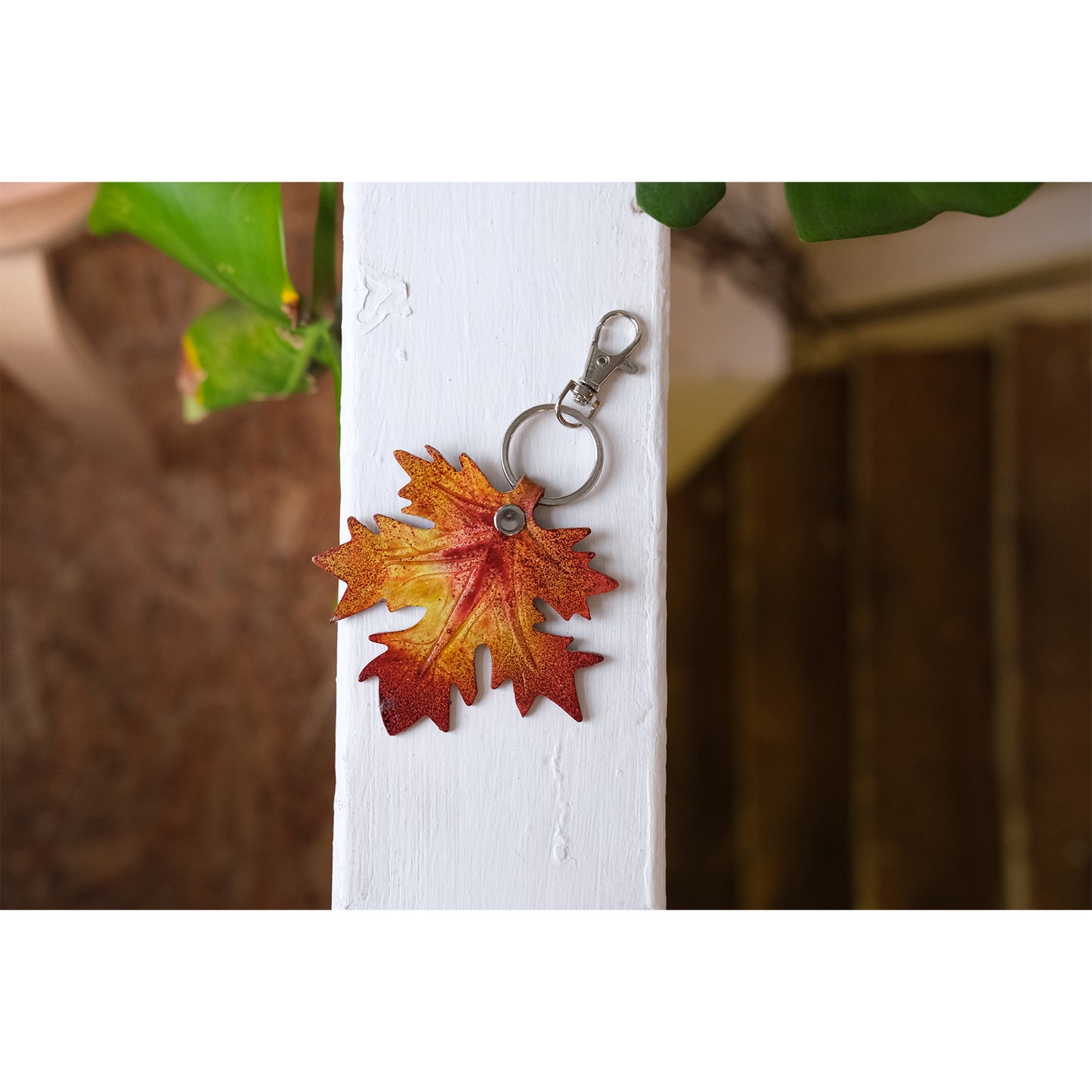 Handmade Leather Keyrings & Bag Charms - Unique Leaf Designs in the UK