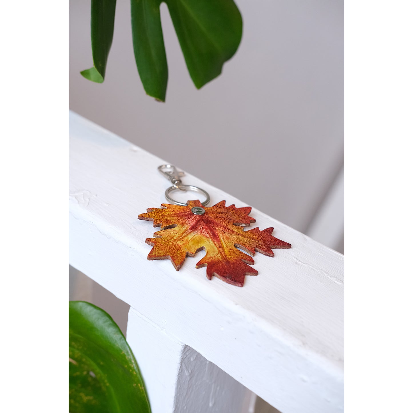 Handmade Leather Keyrings & Bag Charms - Unique Leaf Designs in the UK